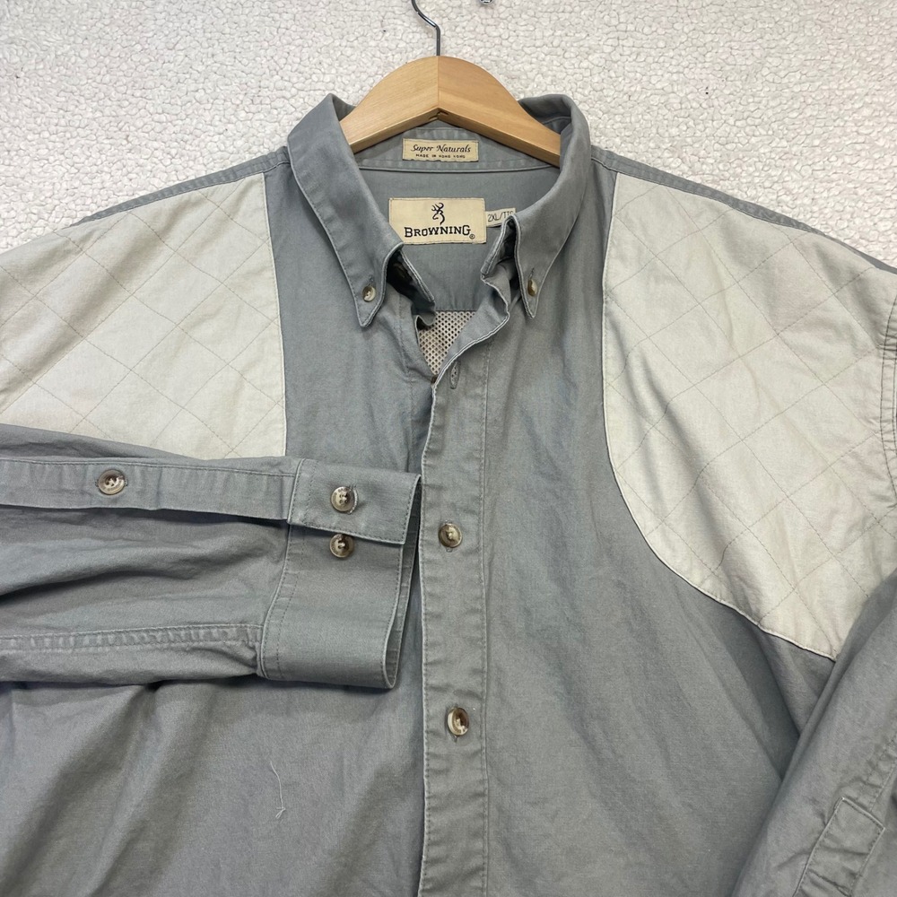 Browning Shooting Shirt Mens 2XL Gray Super Naturals 30101542 Quilted Patch